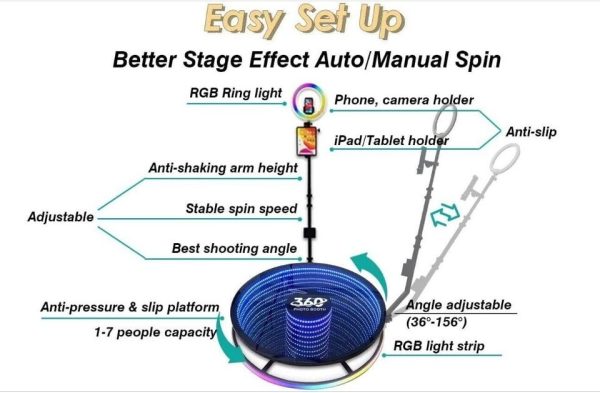 LED Tempered Glass 360 Infinity Photo Booth (80cm)